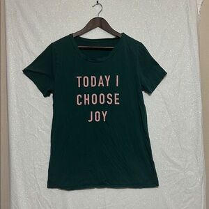 Green Short Sleeve T-Shirt with Positive Message and Pink Text